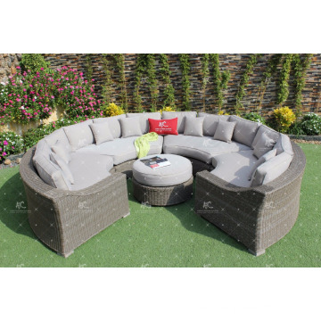 Ensemble de canapé Poly Rattan de forme ronde incroyable pour jardin extérieur